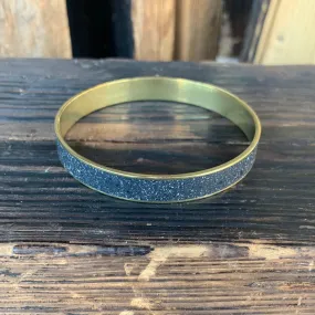 Broad Gauge Bangle Bracelet BRASS + CONCRETE Black