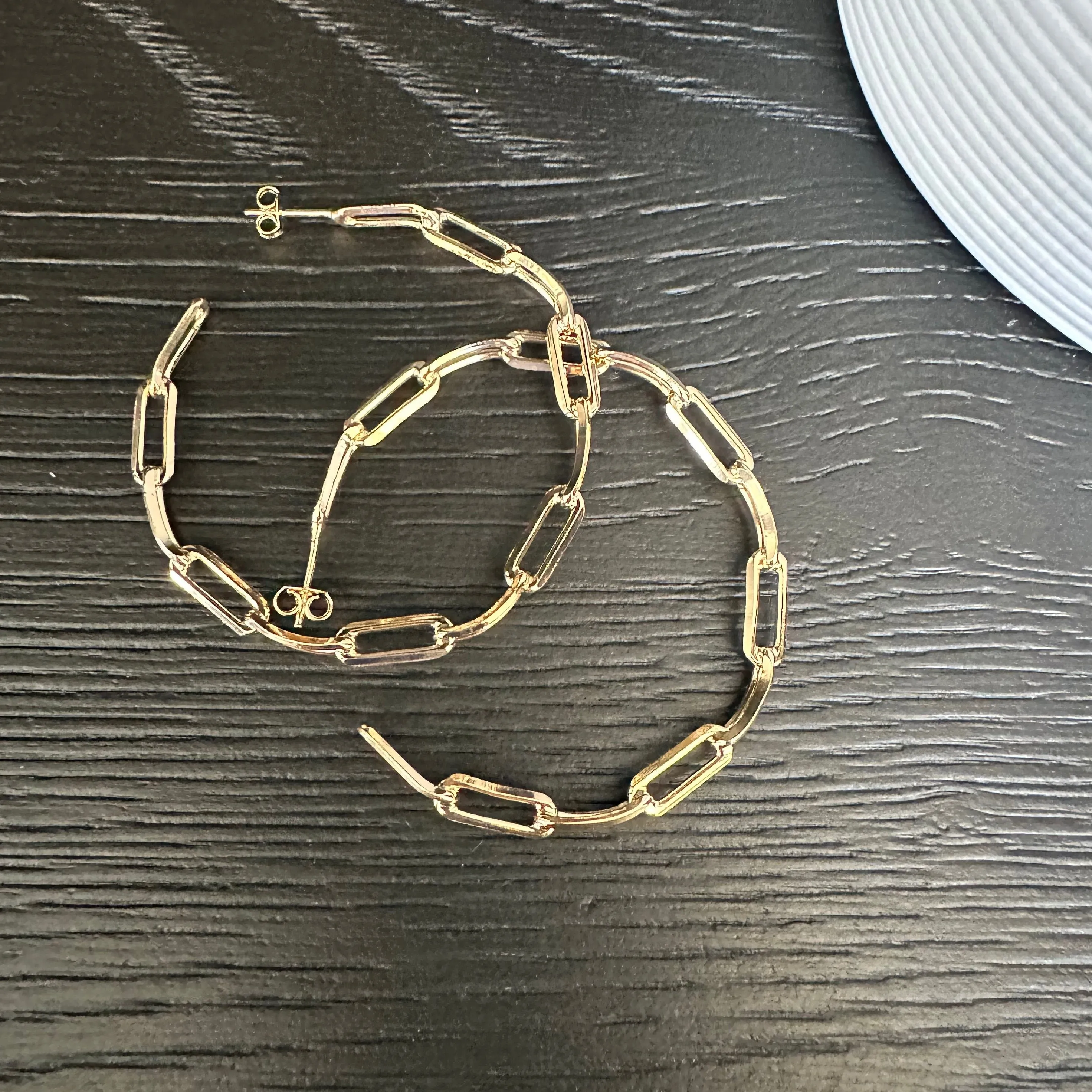 CAPRI PAPERCLIP LINK HOOP EARRINGS