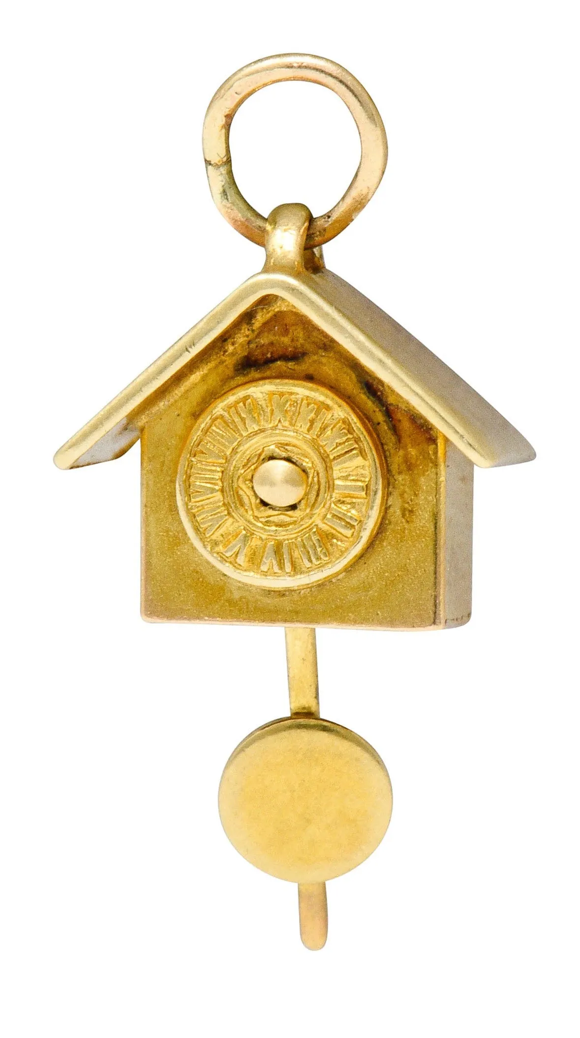 Carl-Art Retro 14 Karat Gold Cuckoo Clock Charm