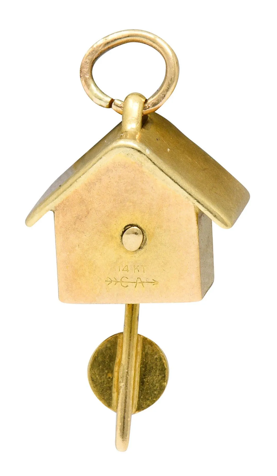 Carl-Art Retro 14 Karat Gold Cuckoo Clock Charm