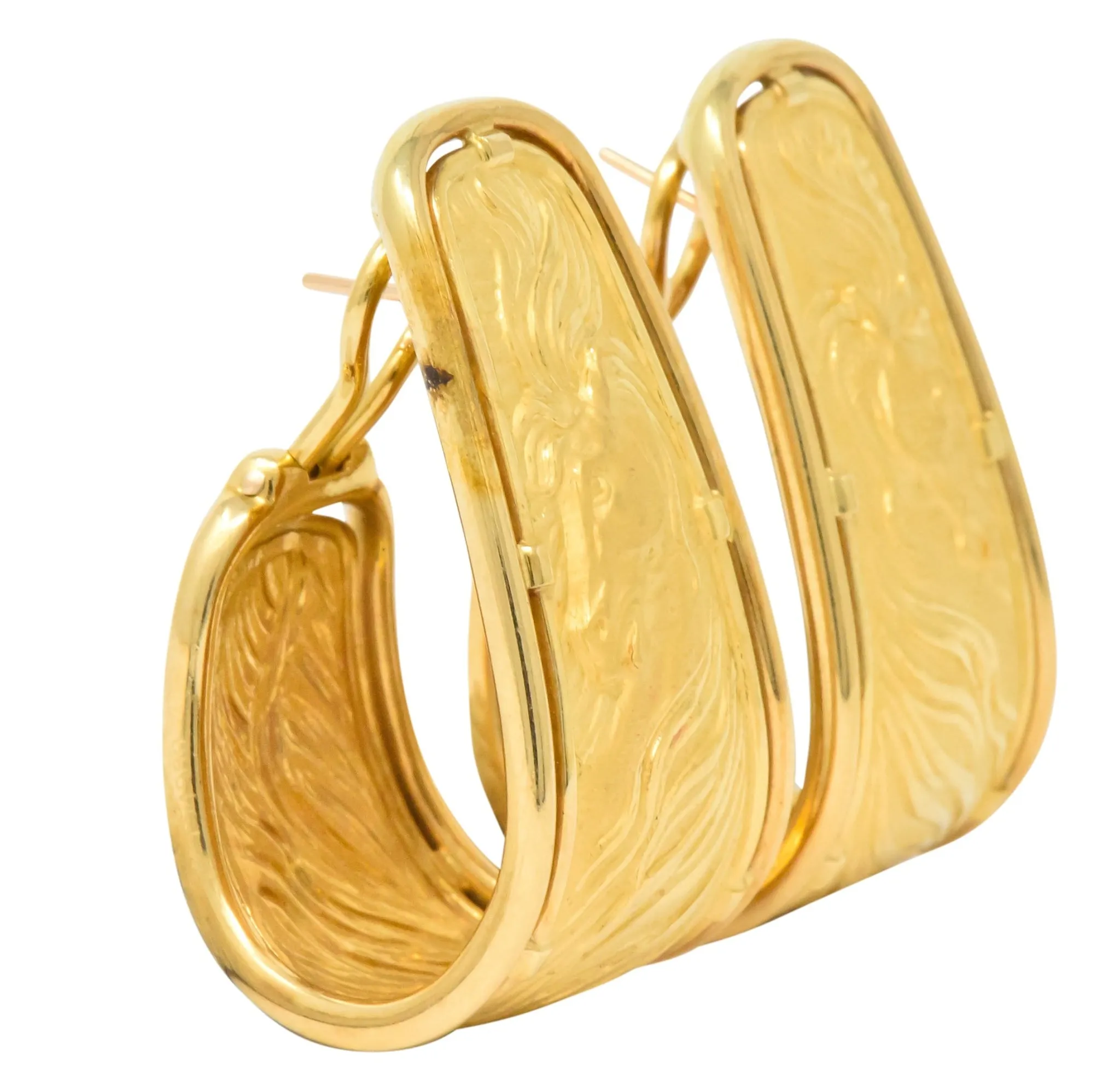 Carrera y Carrera 18 Karat Yellow Gold Ecuestre Half-Hoop Horse Earrings