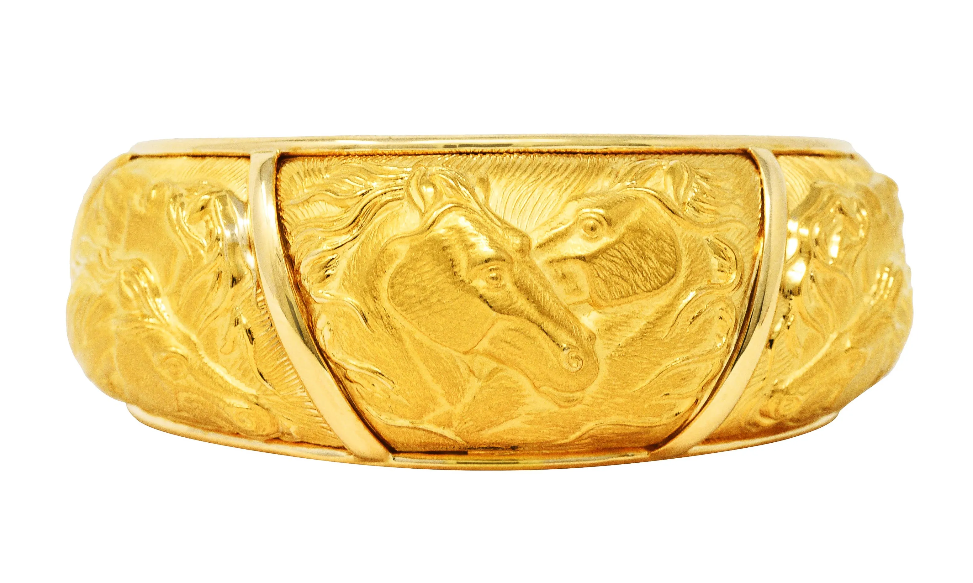 Carrera y Carrera 18 Karat Yellow Gold Ecuestre Horse Cuff Bracelet