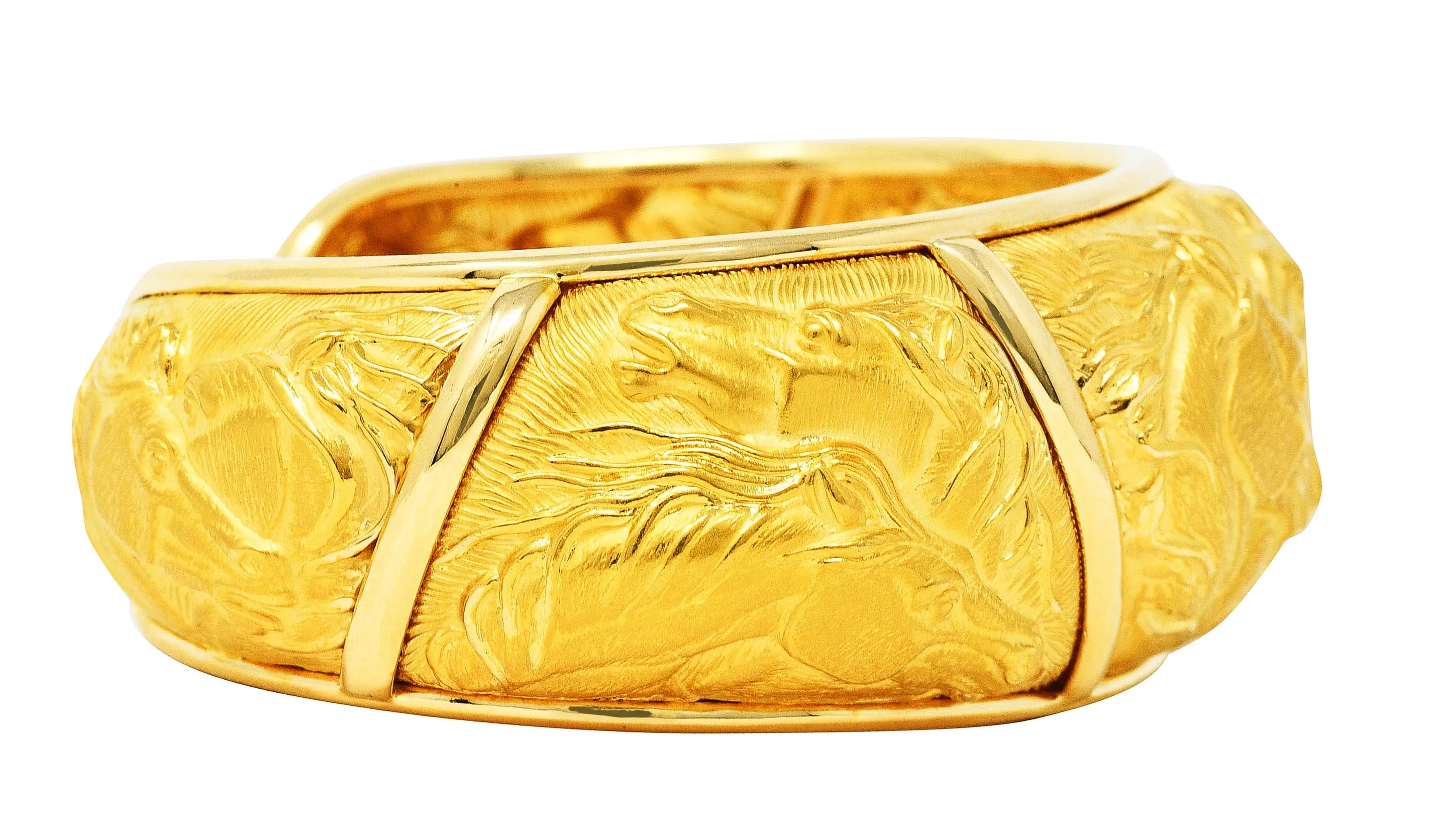 Carrera y Carrera 18 Karat Yellow Gold Ecuestre Horse Cuff Bracelet