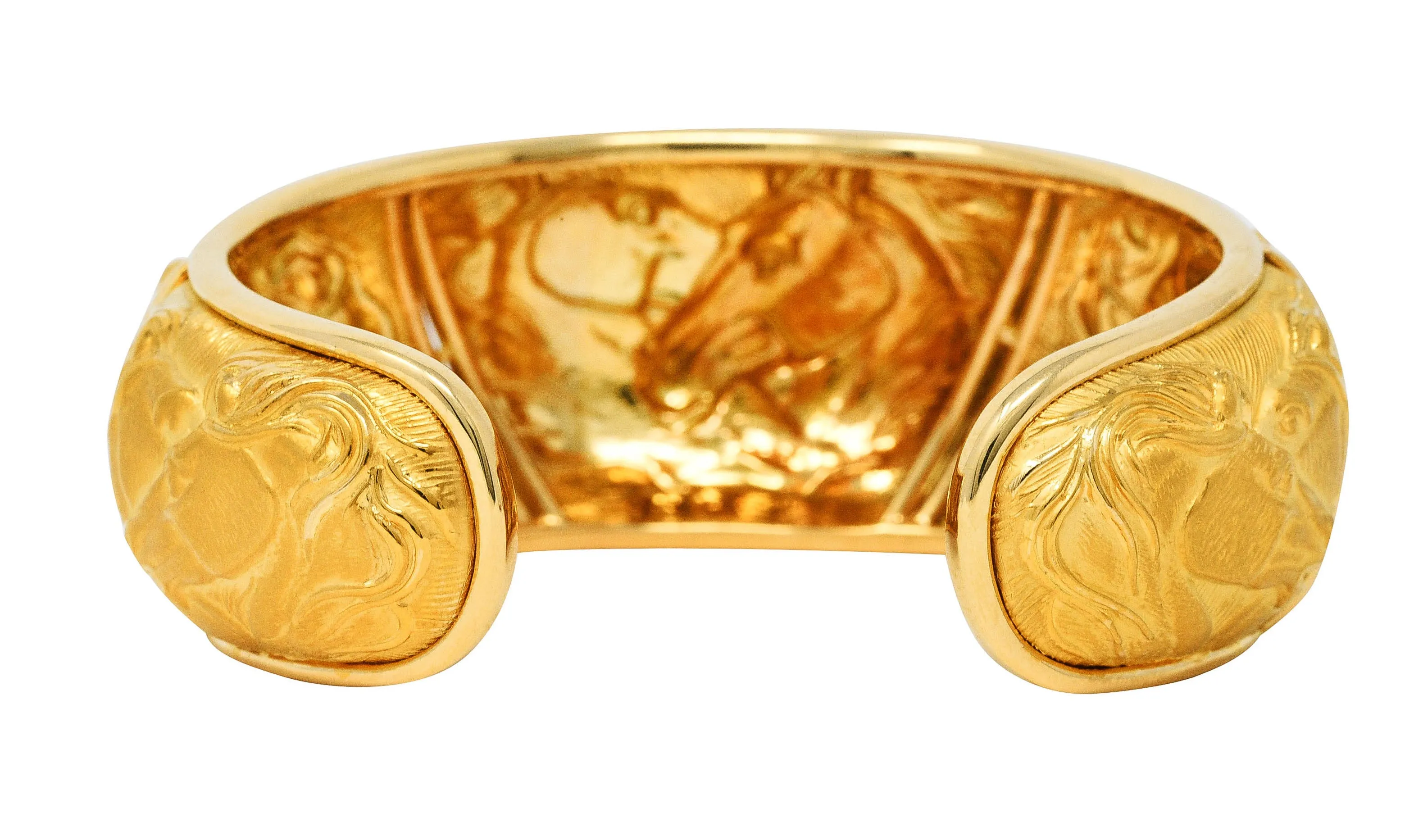 Carrera y Carrera 18 Karat Yellow Gold Ecuestre Horse Cuff Bracelet