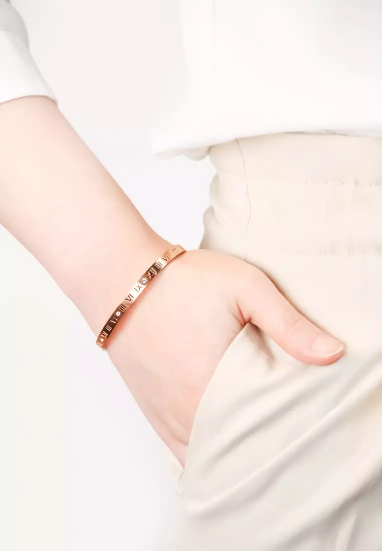 CELOVIS CELOVIS - Chantal Roman Numeral Bangle in Rose Gold