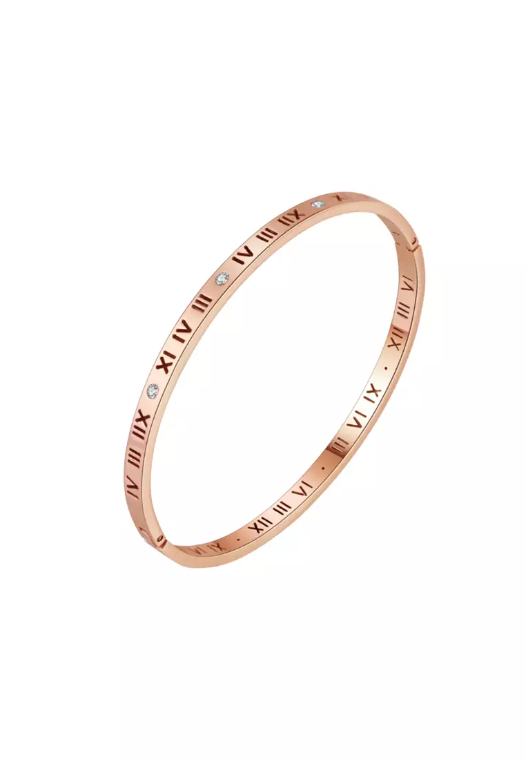 CELOVIS CELOVIS - Chantal Roman Numeral Bangle in Rose Gold