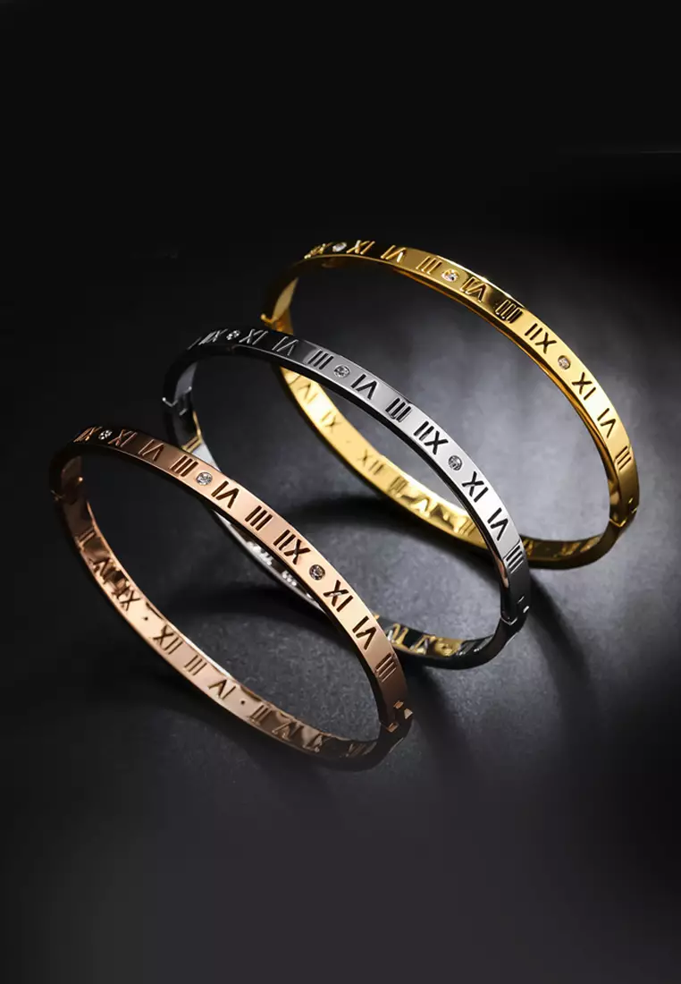 CELOVIS CELOVIS - Chantal Roman Numeral Bangle in Rose Gold