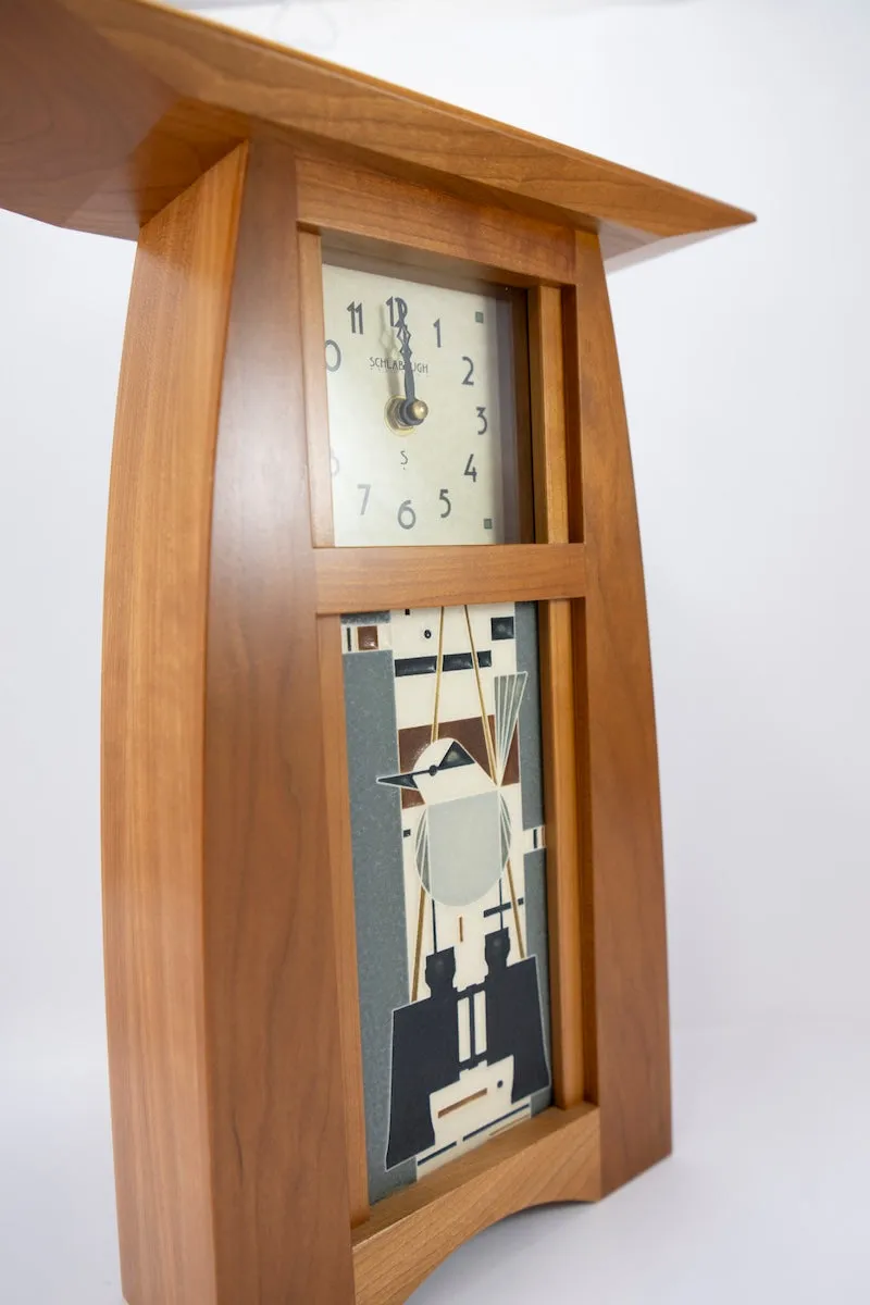 Cherry Arts & Crafts Clock with 4x8 Who's Watching Whom Tile