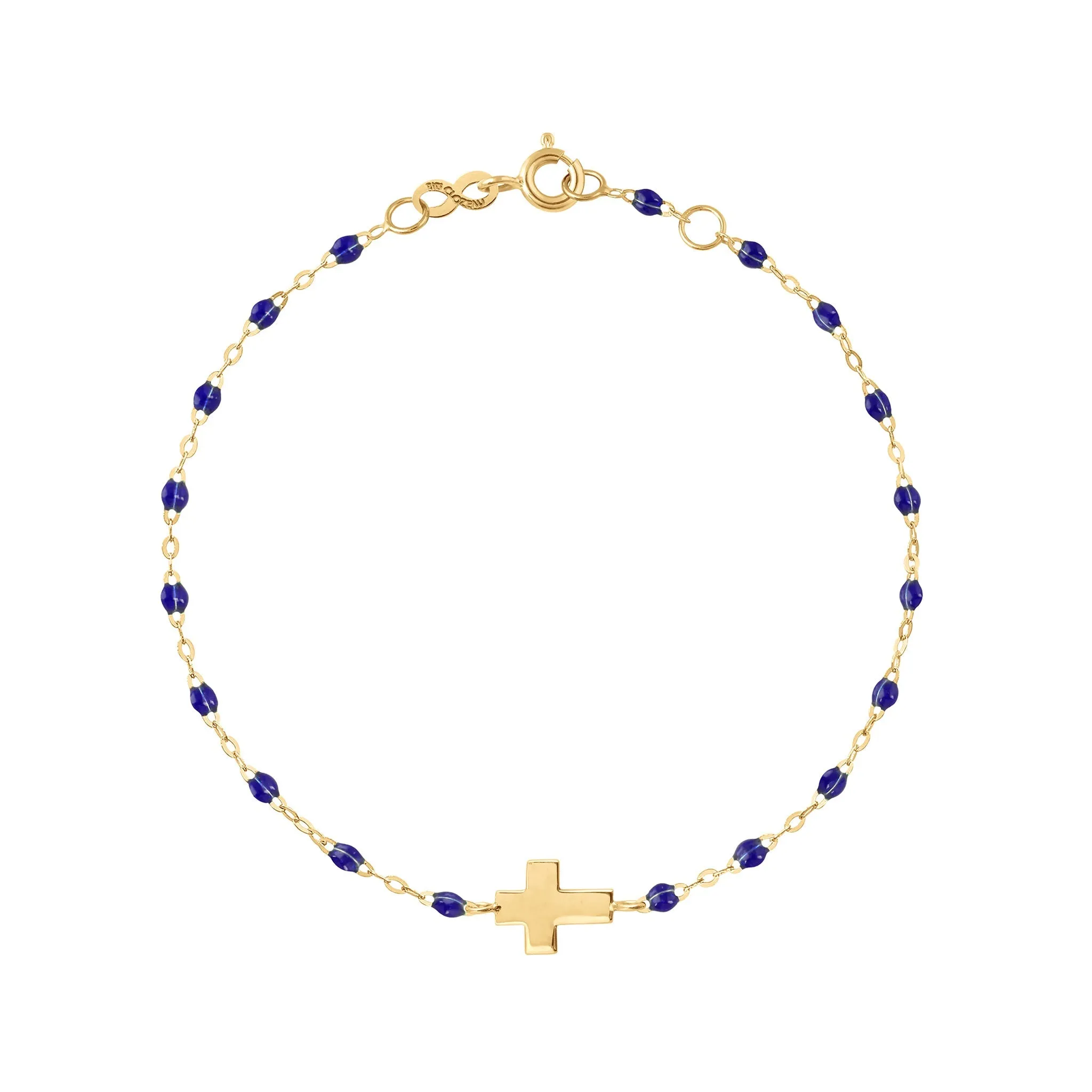 Child Cross Charm Classic Gigi Lapis bracelet, Yellow Gold, 5.9