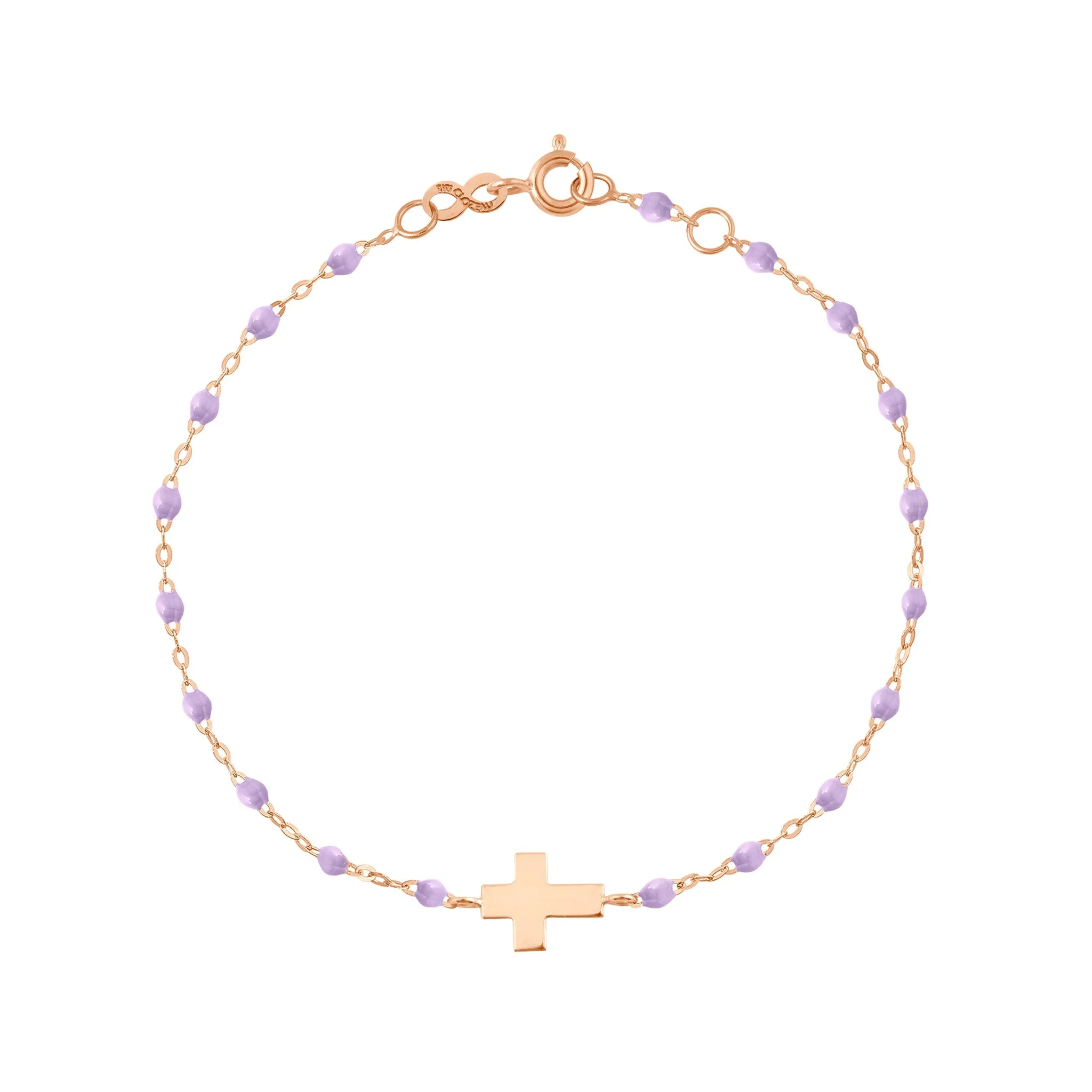 Child Cross Charm Classic Gigi Lilac bracelet, Rose Gold, 5.9