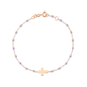 Child Cross Charm Classic Gigi Lilac bracelet, Rose Gold, 5.9