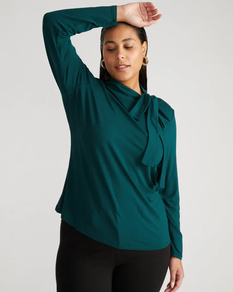 Clara Bow Liquid Jersey Top - Forest Green