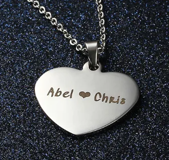 CNE101323 - Personalized Photo Heart Necklace with engraving on the back, Stainless Steel