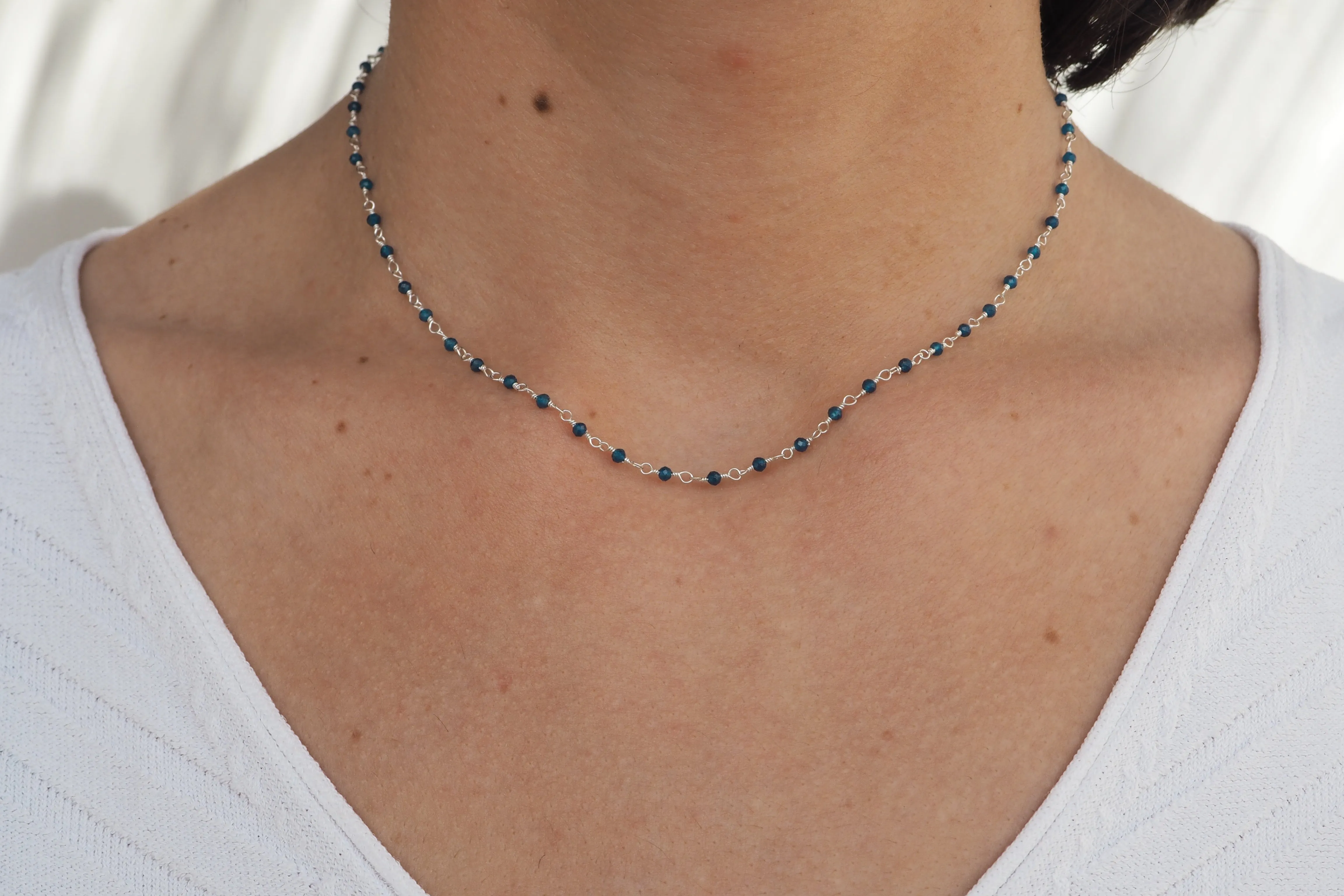 Collar MINERAL JADE AZUL PLATA