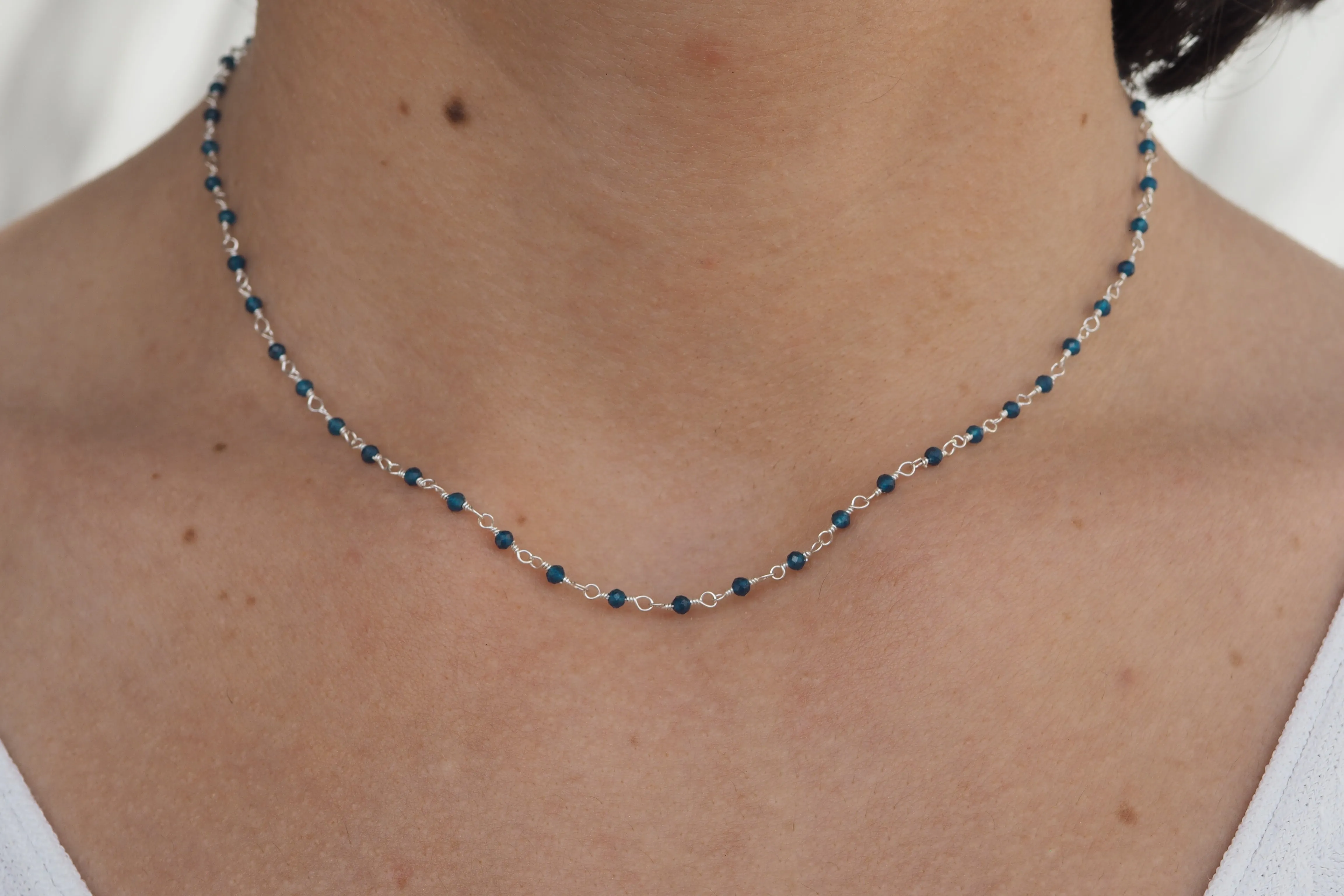 Collar MINERAL JADE AZUL PLATA