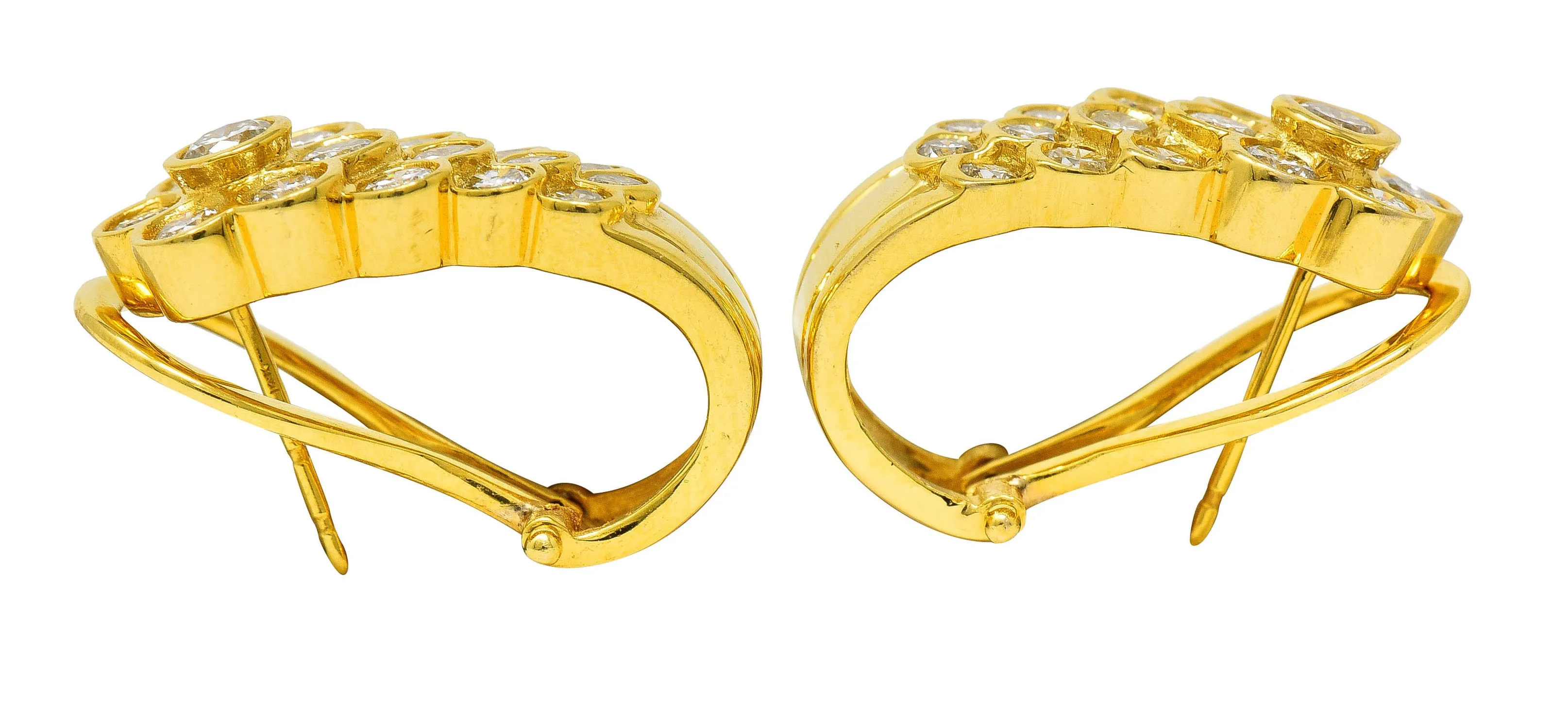 Contemporary 1.64 CTW Diamond 14 Karat Yellow Gold J Hoop Earrings