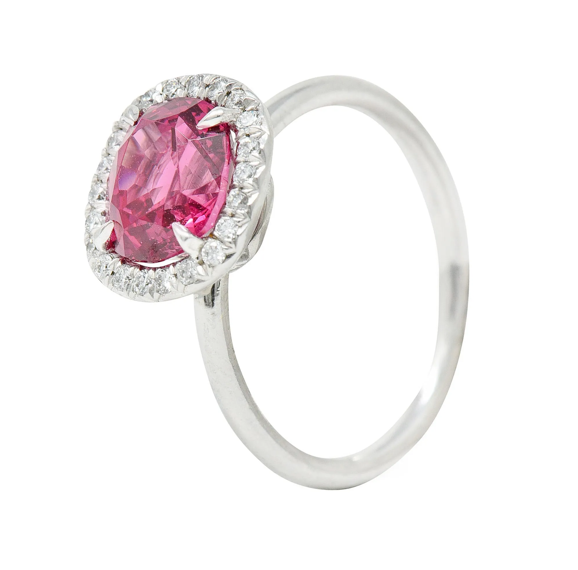 Contemporary 2.85 CTW Spinel Diamond Platinum Cushion Halo Ring