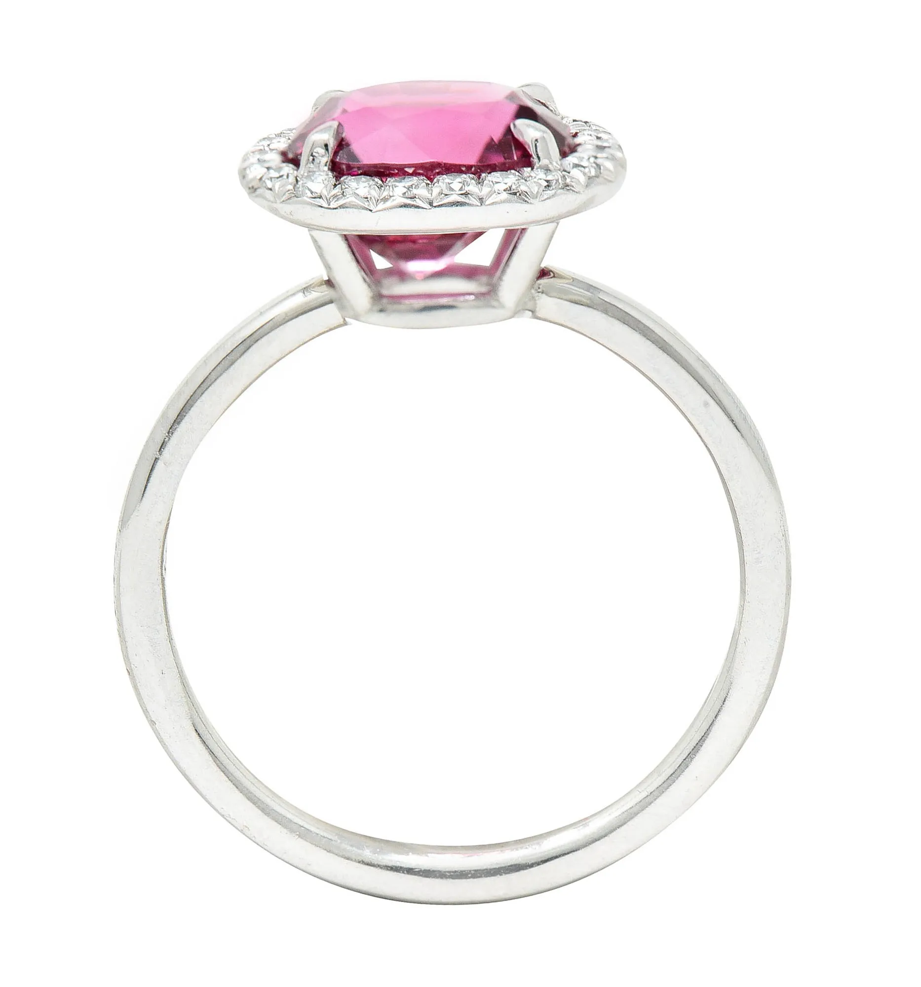 Contemporary 2.85 CTW Spinel Diamond Platinum Cushion Halo Ring