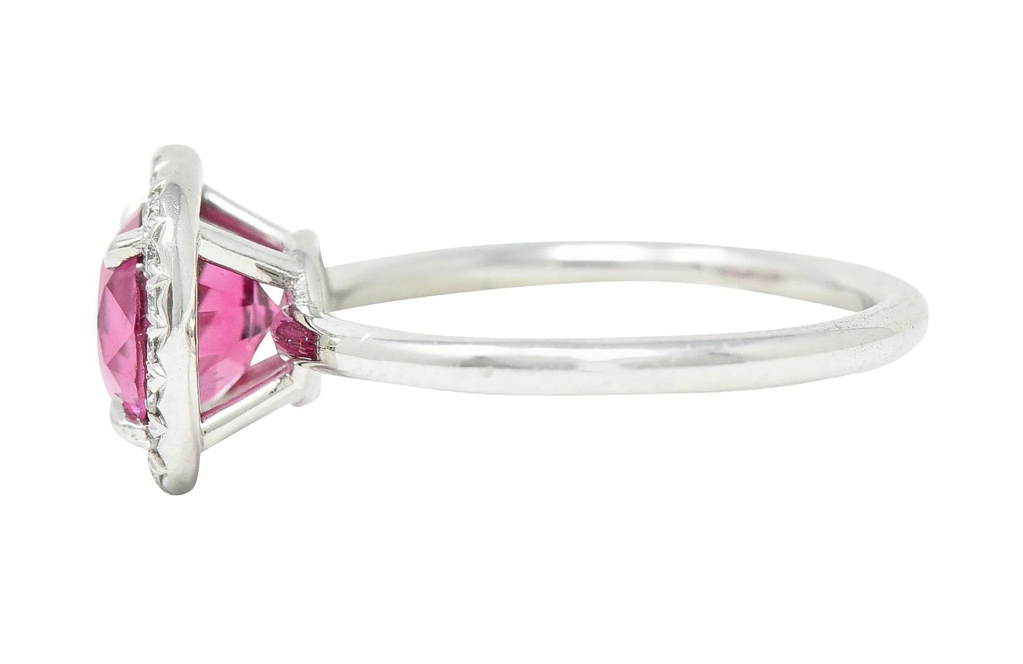 Contemporary 2.85 CTW Spinel Diamond Platinum Cushion Halo Ring