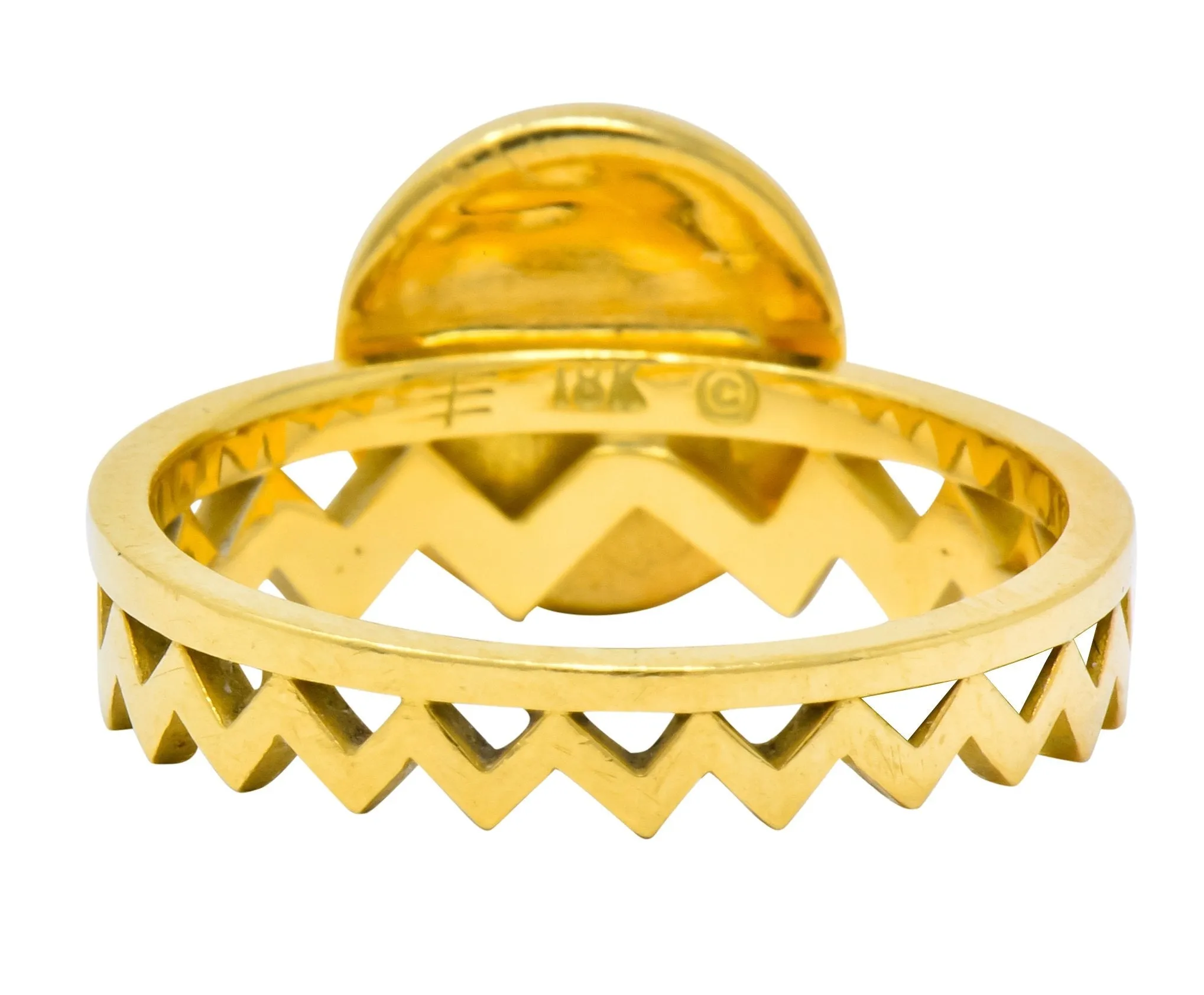 Contemporary Coral 18 Karat Gold Zig Zag Stacking Ring