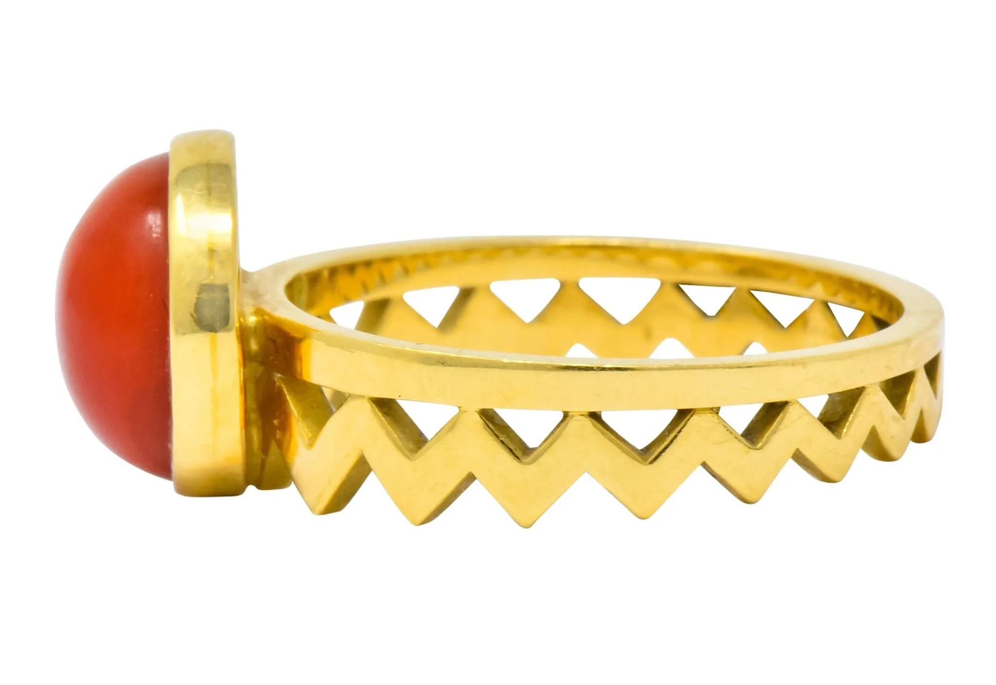 Contemporary Coral 18 Karat Gold Zig Zag Stacking Ring