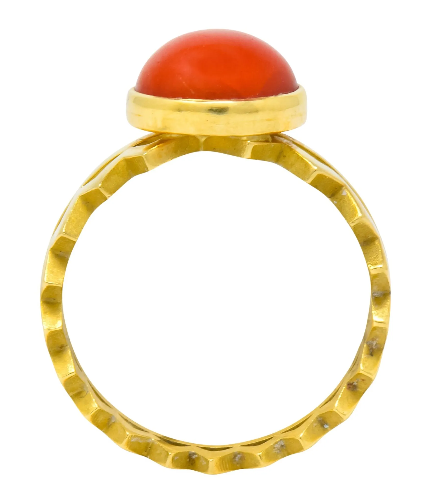 Contemporary Coral 18 Karat Gold Zig Zag Stacking Ring