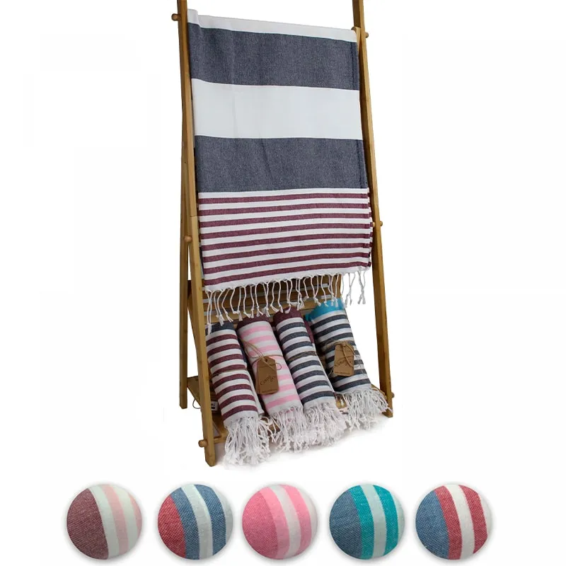 Cotton Beach 95x185 - Candy Stripes & Awning Stripes Black & Red | BRONDOR ©