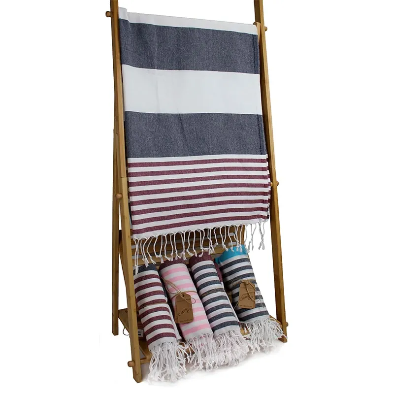 Cotton Beach 95x185 - Candy Stripes & Awning Stripes Black & Red | BRONDOR ©