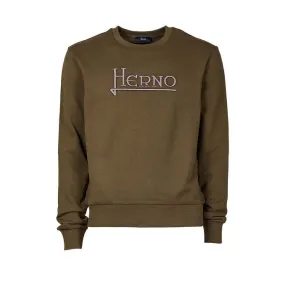 CREW NECK SWEATSHIRT WITH EMBROIDERY Man Military