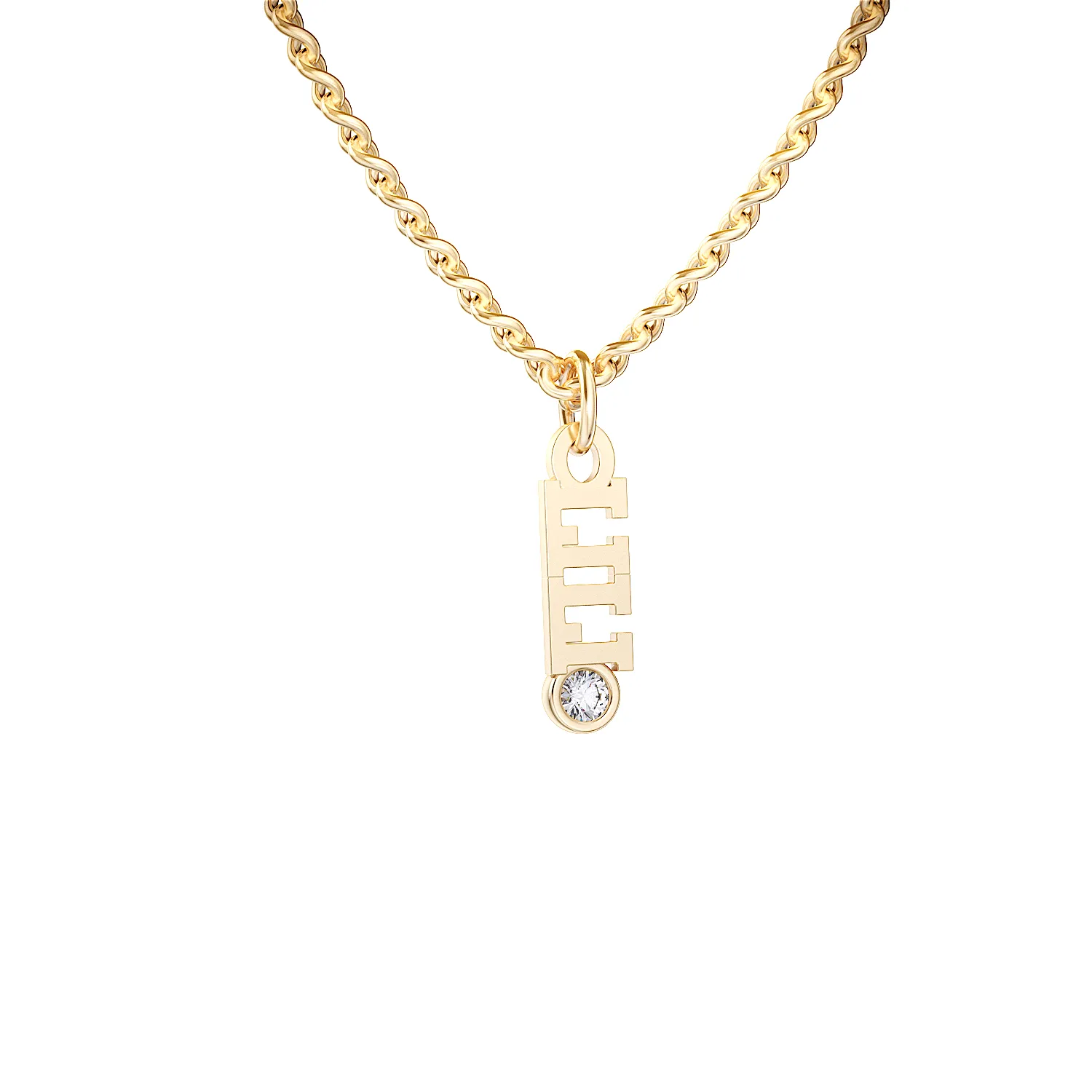 Custom Personalized Vertical Name Necklace with 3 inscriptions, 18 characters, 3 natural diamonds