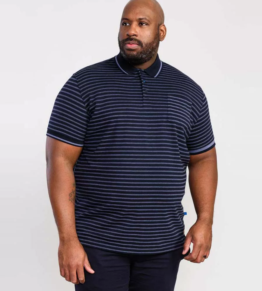 D555 Big Mens Jersey Polo Shirt With Woven Full Stripe (ROSEMARY)