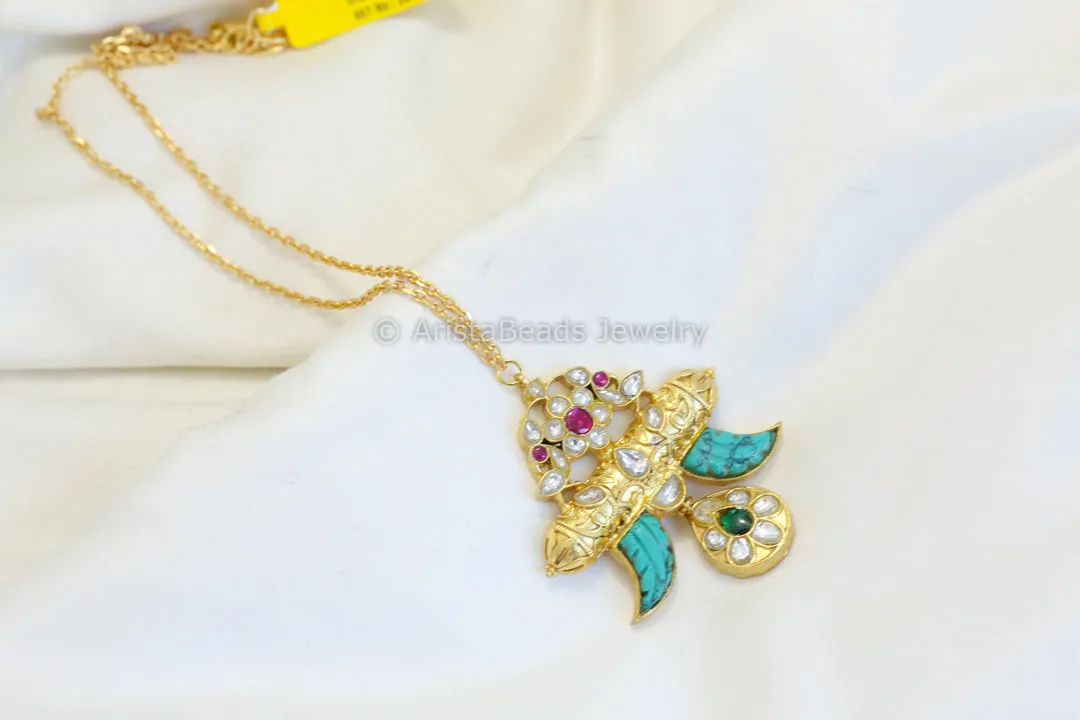 Dainty Jadau Kundan Necklace - Turquoise