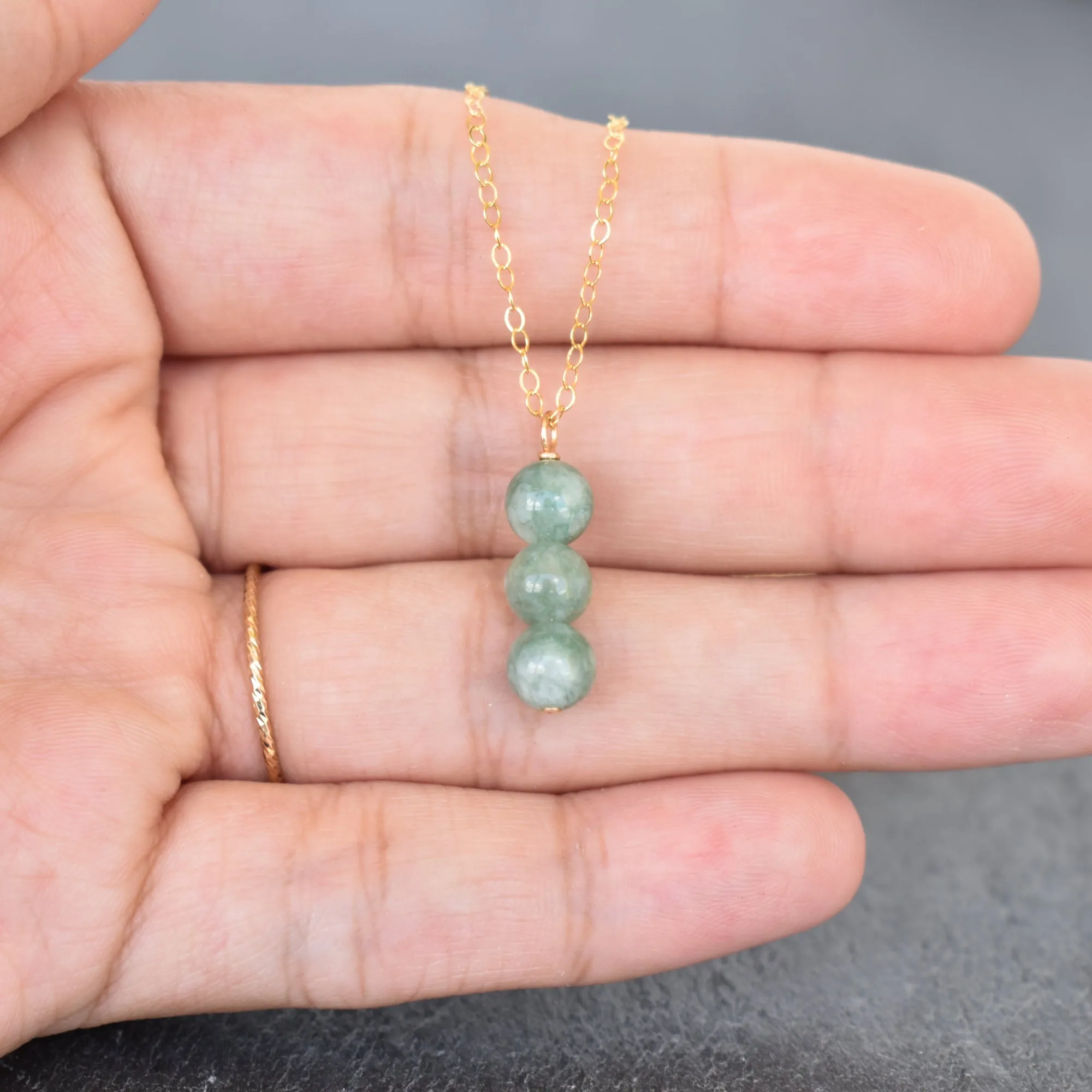 Dainty Jade Cluster Necklace