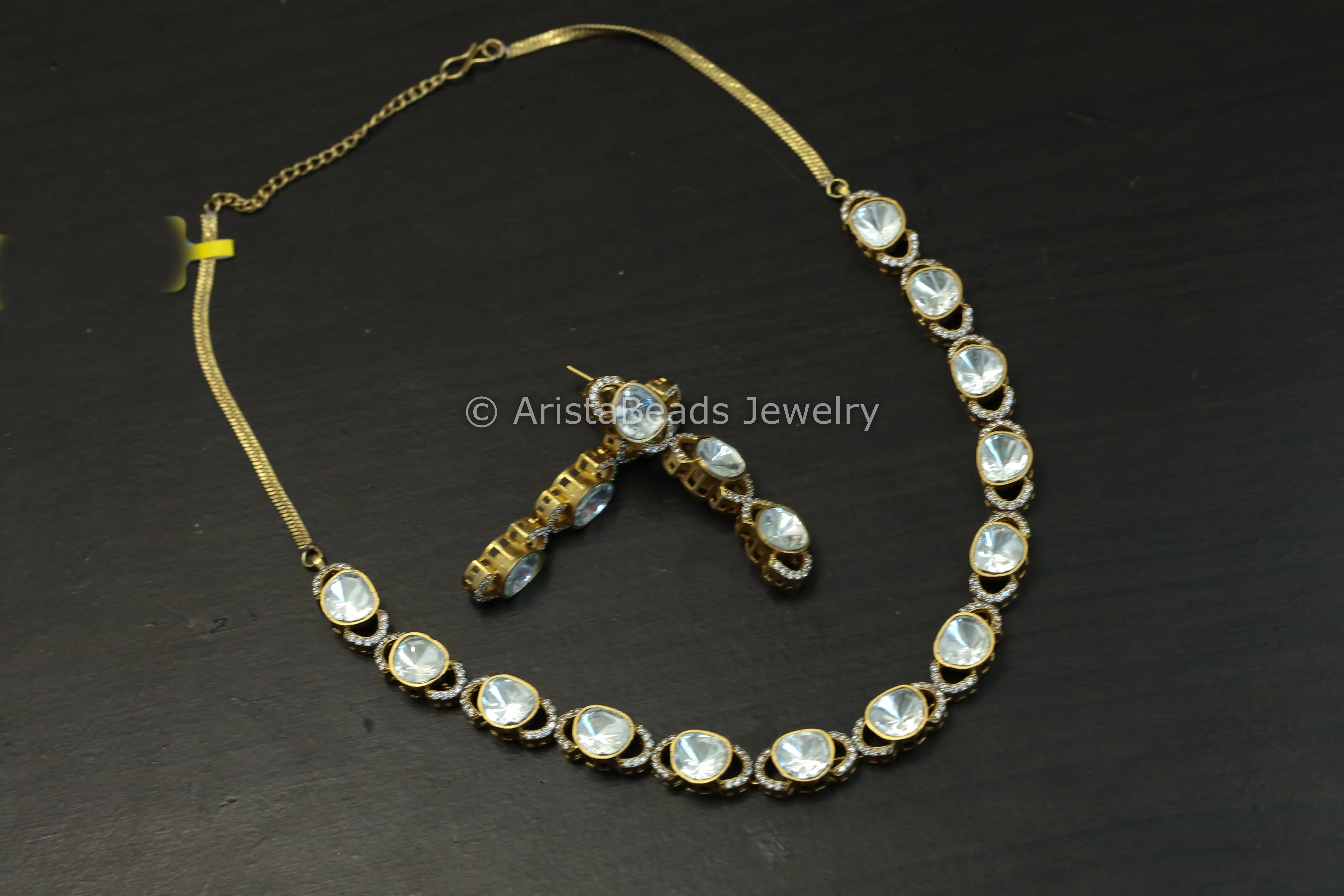 Dainty Uncut Polki Kundan & CZ Necklace Set