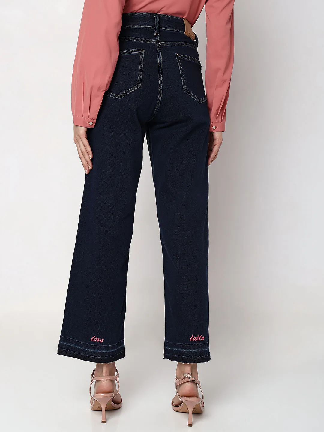 Dark Blue High Rise Jade Straight Fit Jeans