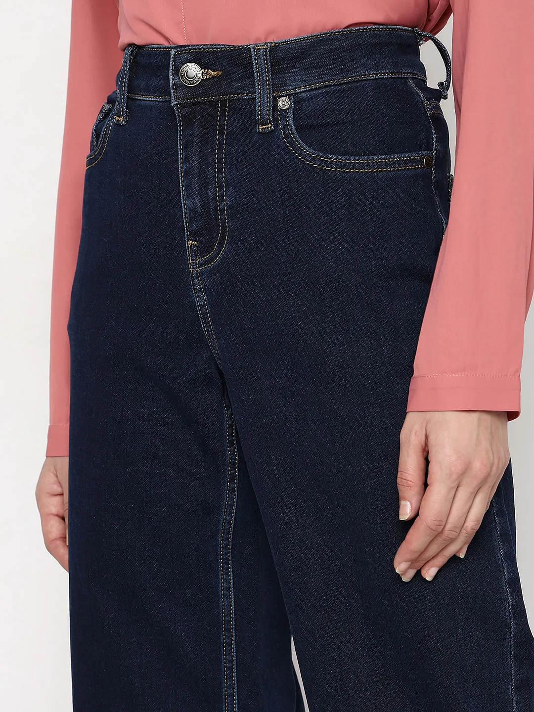 Dark Blue High Rise Jade Straight Fit Jeans