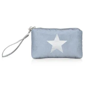 Denim and White Star Wristlet