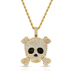 Diamond Skull Necklace Pendant & Rope Chain