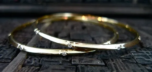 Diamond Stations Bangle Bracelet in 14K Yellow Gold