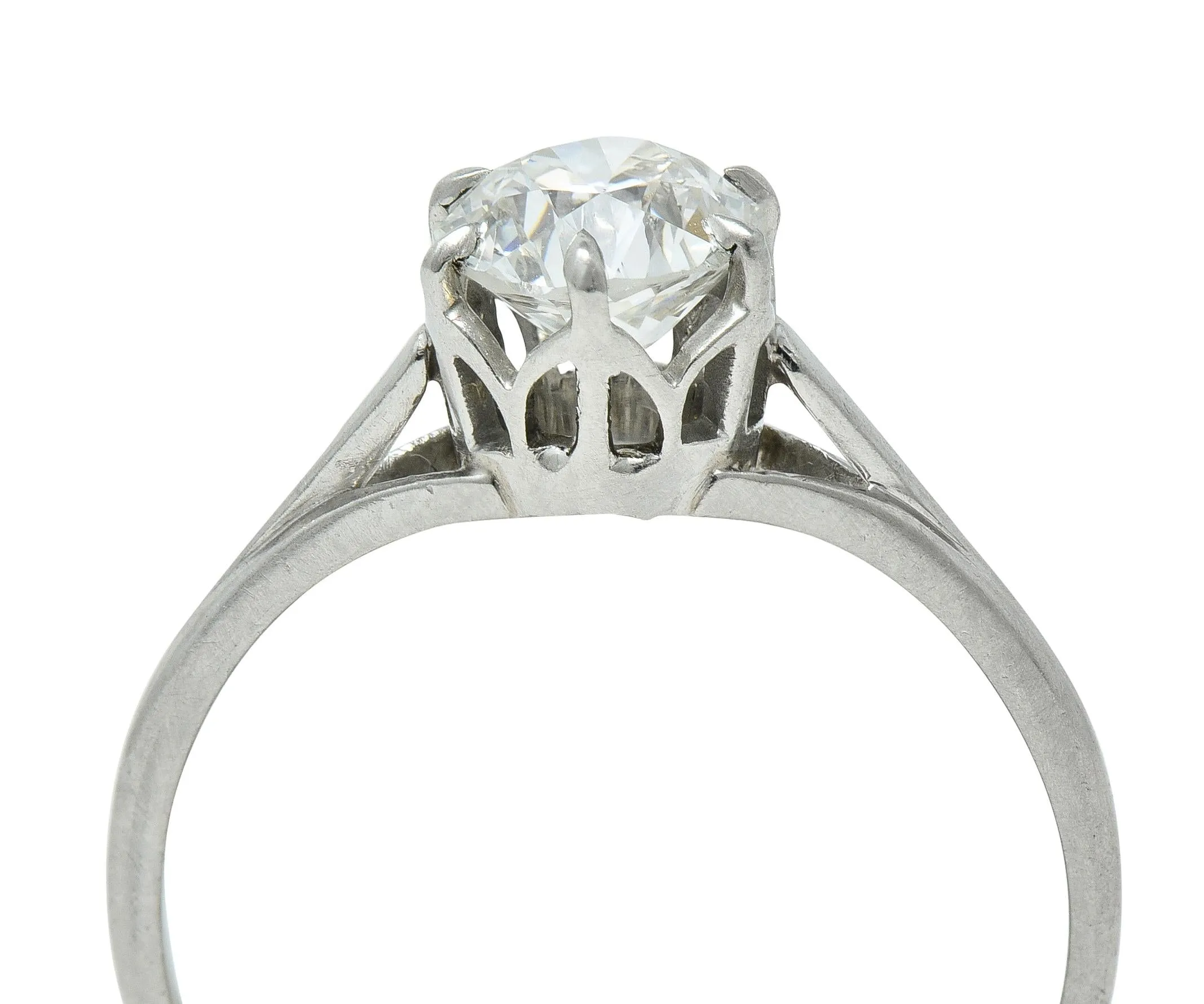 Early Art Deco 0.73 CTW Old European Cut Diamond Platinum Engagement Ring