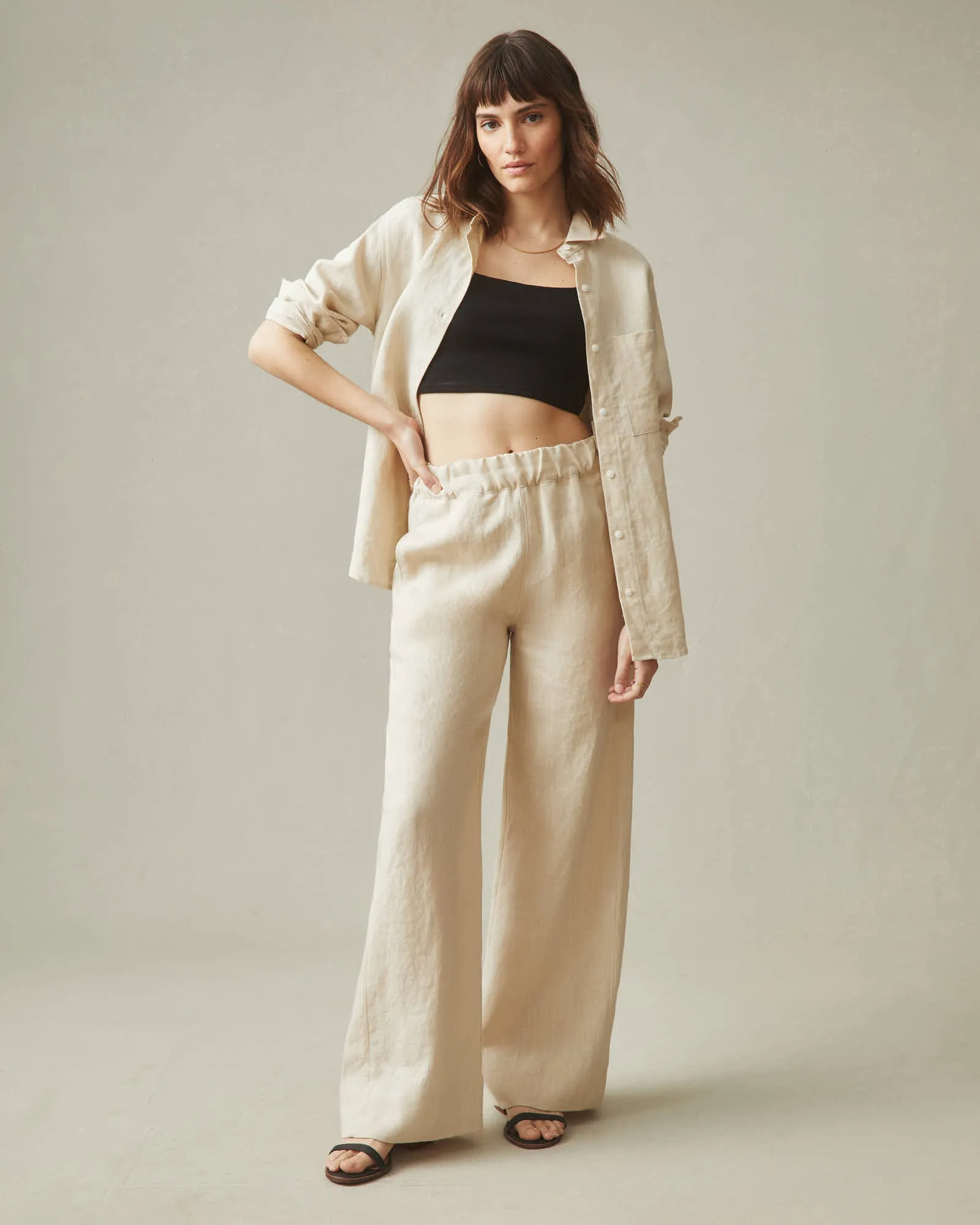 Easy Linen Wide Leg Pant - Cotton