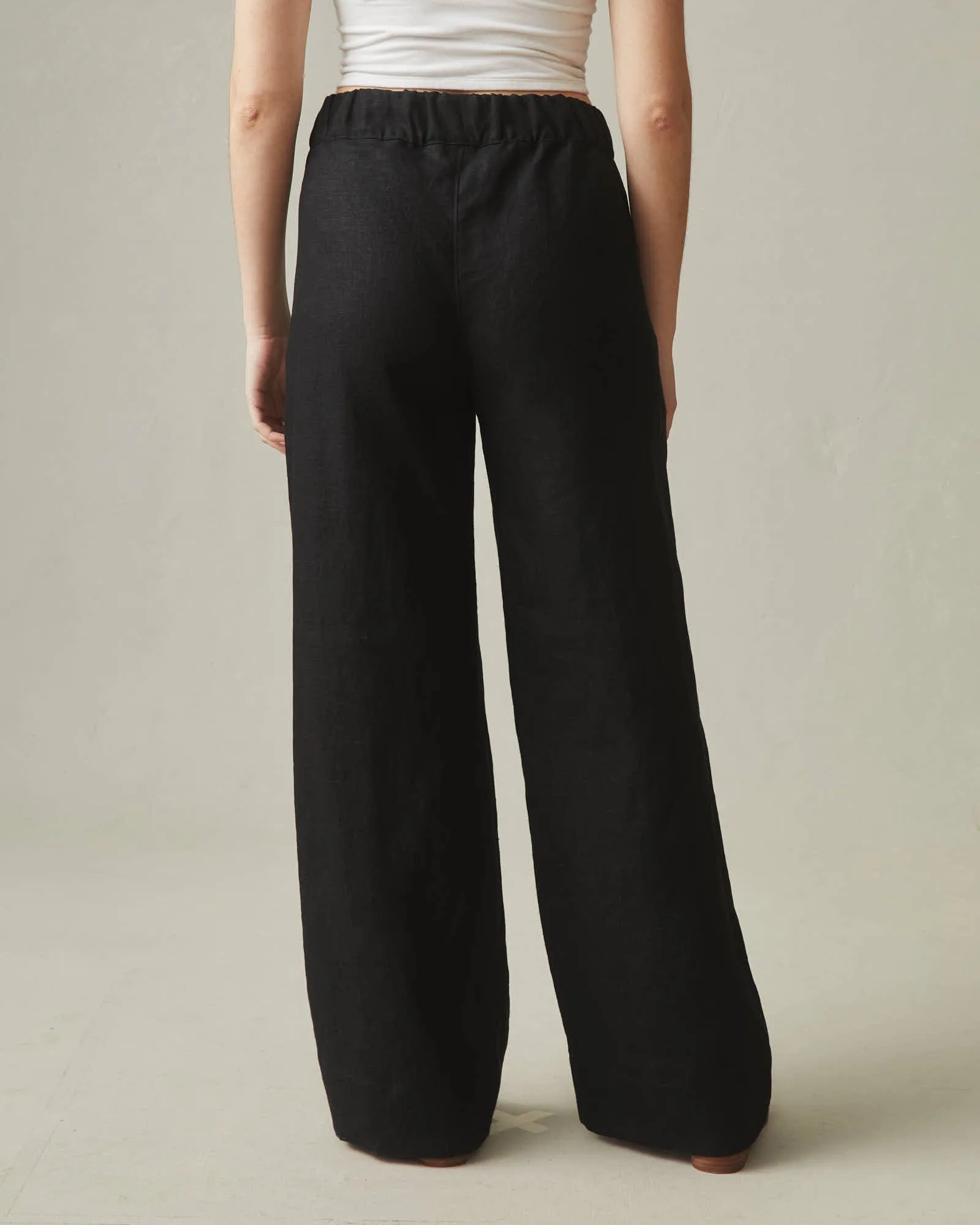 Easy Linen Wide Leg Pant - Meteorite