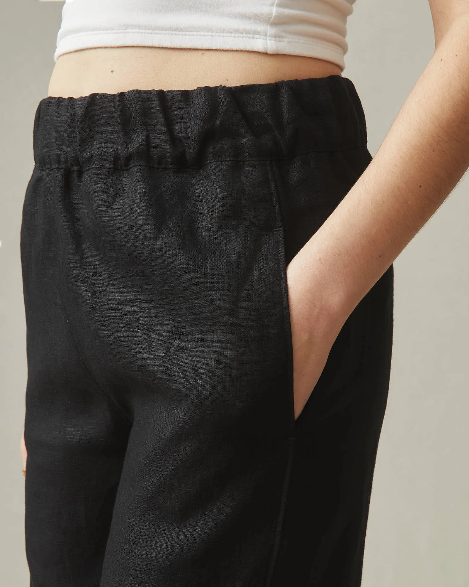 Easy Linen Wide Leg Pant - Meteorite