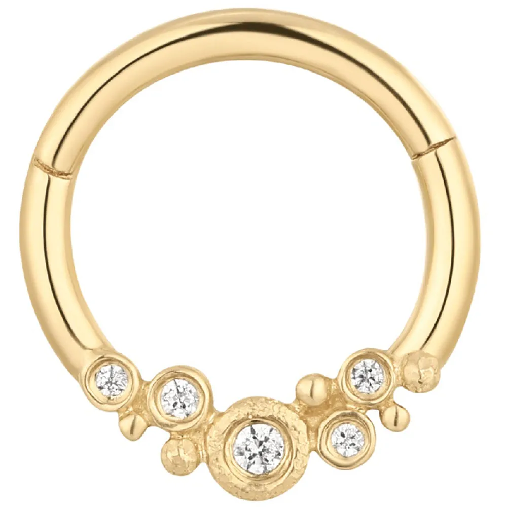 Effervescent Hinge Ring / Clicker in Gold with CZ's