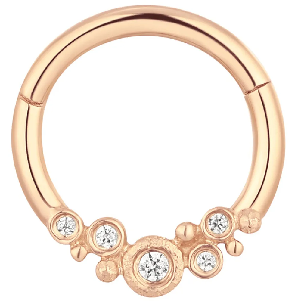 Effervescent Hinge Ring / Clicker in Gold with CZ's