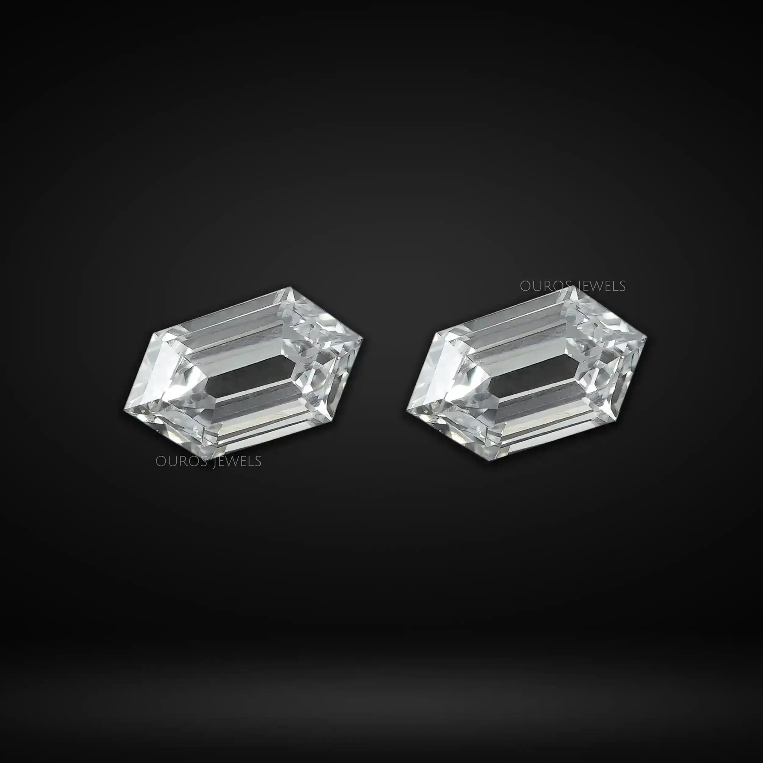 Elongated Hexagon Cut Lab Diamond Pair