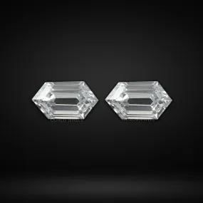 Elongated Hexagon Cut Lab Diamond Pair