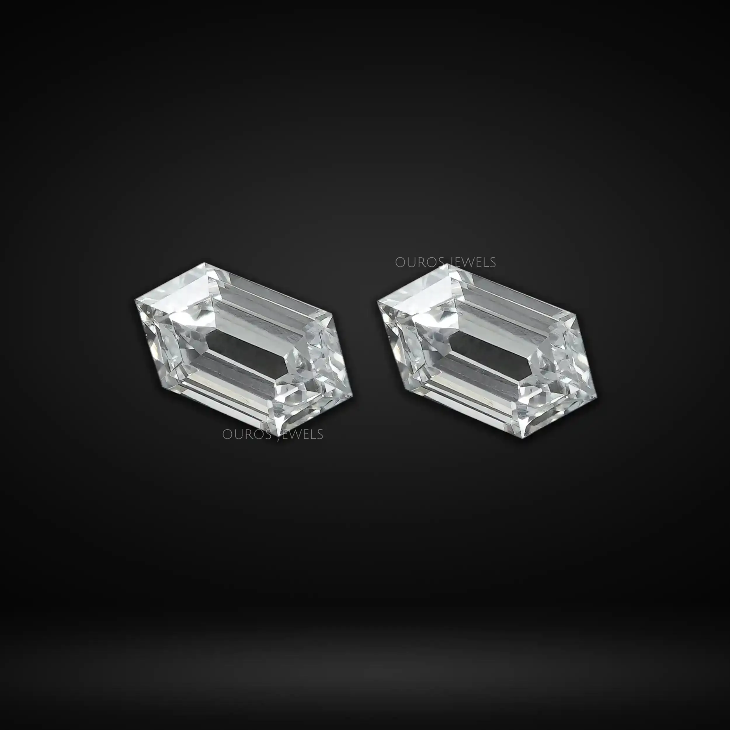 Elongated Hexagon Cut Lab Diamond Pair