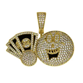 Emoji with Money Gold Bling Bling Pendant