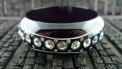 Erickson Beamon Ice Age Bangle Bracelet in Black Resin with Swarovski Crystals